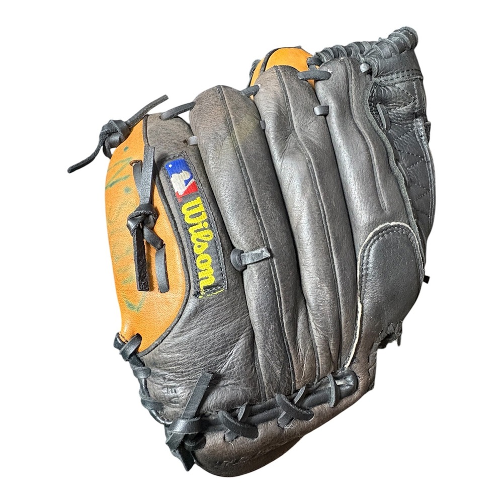WILSON 9.5" EZ Catch Leather Baseball Glove‎ EZ-Catch Web Black and Brown Left